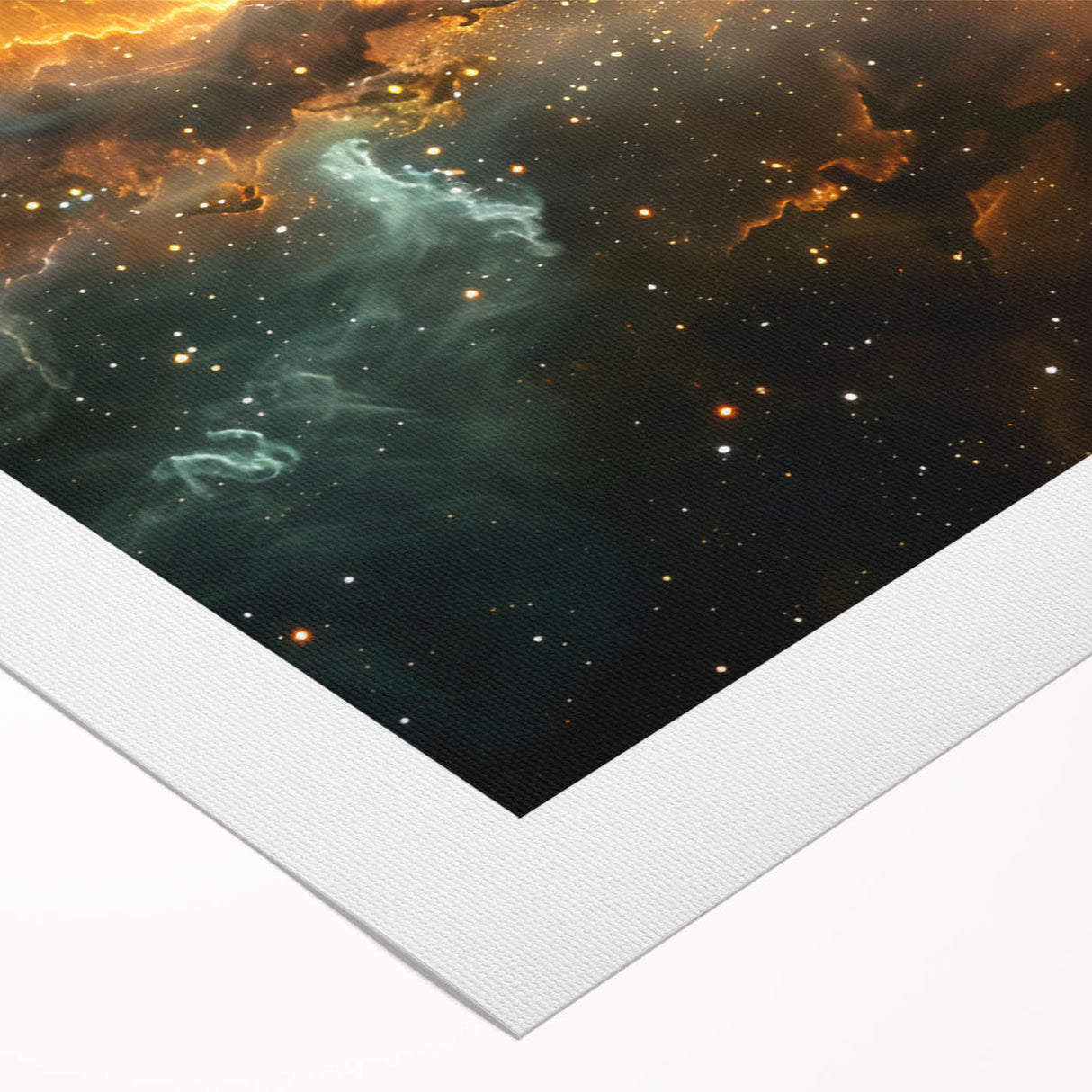 Golden Nebula Explosion Art - Space-Themed Cosmic Wall Decor Print