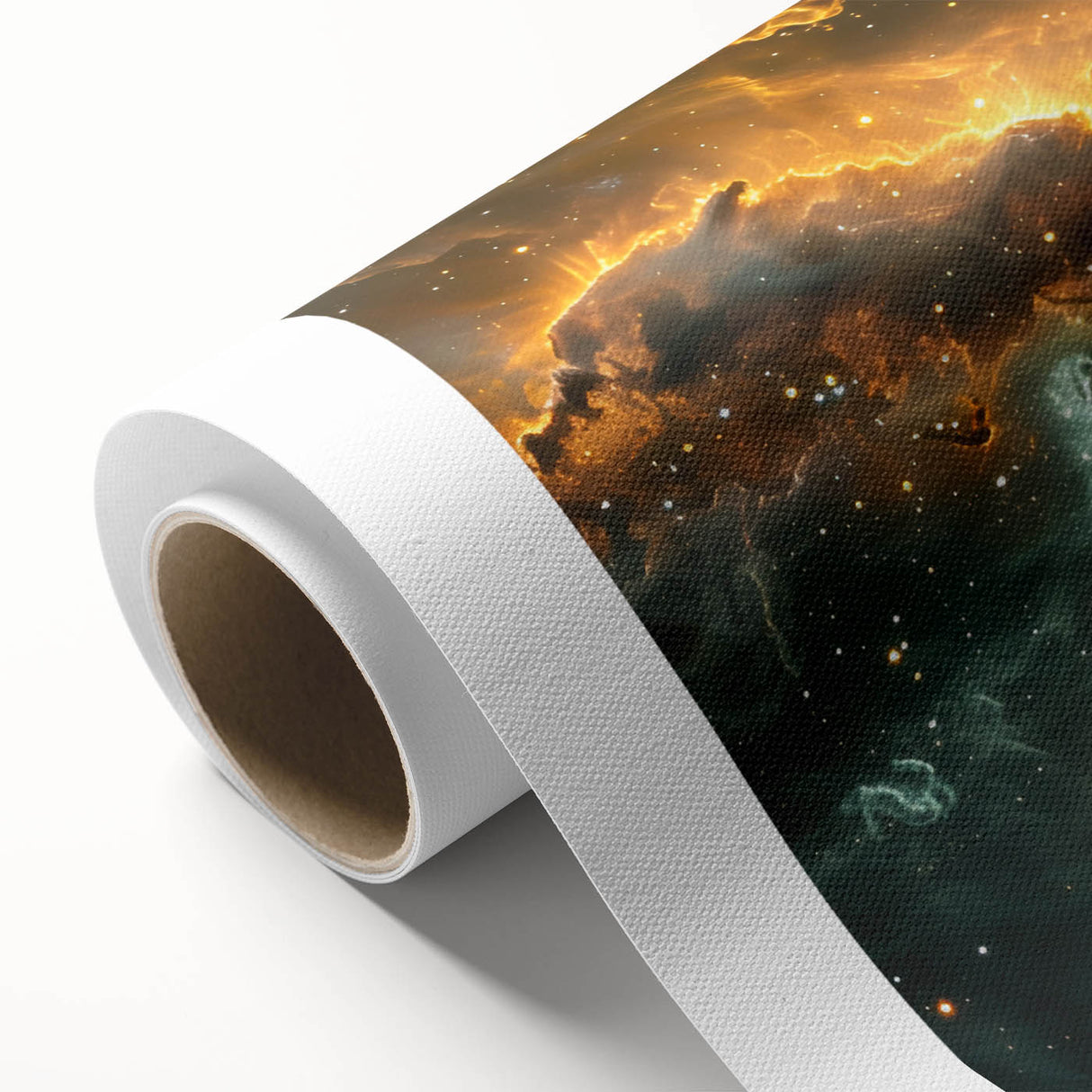 Golden Nebula Explosion Art - Space-Themed Cosmic Wall Decor Print