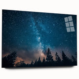 Starry Night Sky Over Forest Art - Cosmic Wall Decor for Nature Lovers