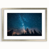 Starry Night Sky Over Forest Art - Cosmic Wall Decor for Nature Lovers