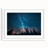Starry Night Sky Over Forest Art - Cosmic Wall Decor for Nature Lovers