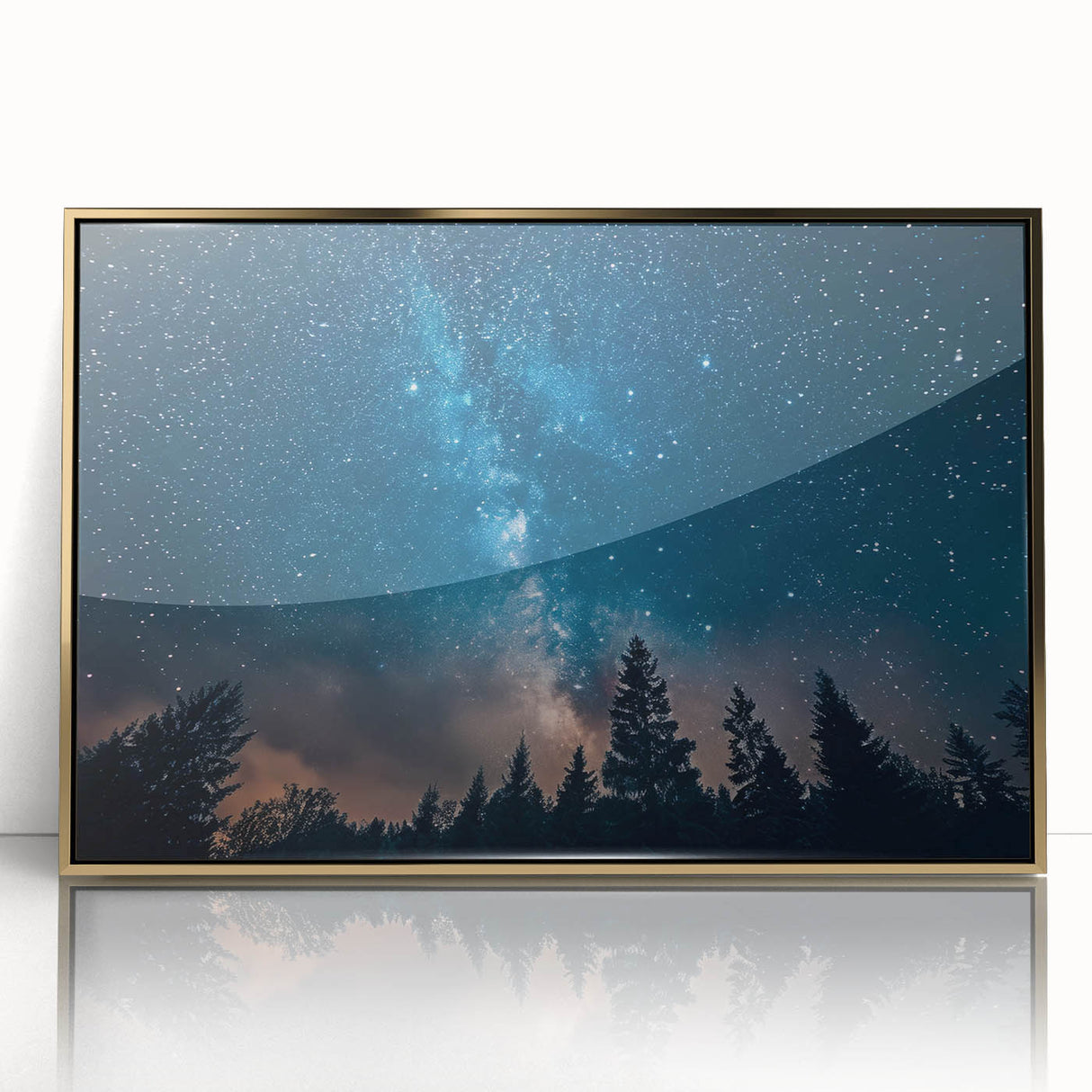 Starry Night Sky Over Forest Art - Cosmic Wall Decor for Nature Lovers