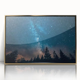Starry Night Sky Over Forest Art - Cosmic Wall Decor for Nature Lovers