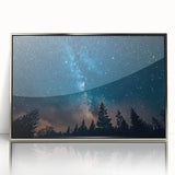 Starry Night Sky Over Forest Art - Cosmic Wall Decor for Nature Lovers