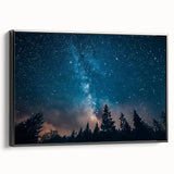 Starry Night Sky Over Forest Art - Cosmic Wall Decor for Nature Lovers