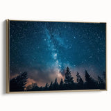 Starry Night Sky Over Forest Art - Cosmic Wall Decor for Nature Lovers