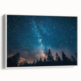 Starry Night Sky Over Forest Art - Cosmic Wall Decor for Nature Lovers