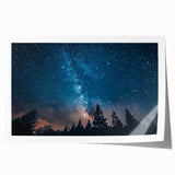 Starry Night Sky Over Forest Art - Cosmic Wall Decor for Nature Lovers