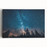 Starry Night Sky Over Forest Art - Cosmic Wall Decor for Nature Lovers