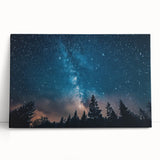 Starry Night Sky Over Forest Art - Cosmic Wall Decor for Nature Lovers