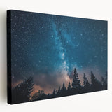 Starry Night Sky Over Forest Art - Cosmic Wall Decor for Nature Lovers