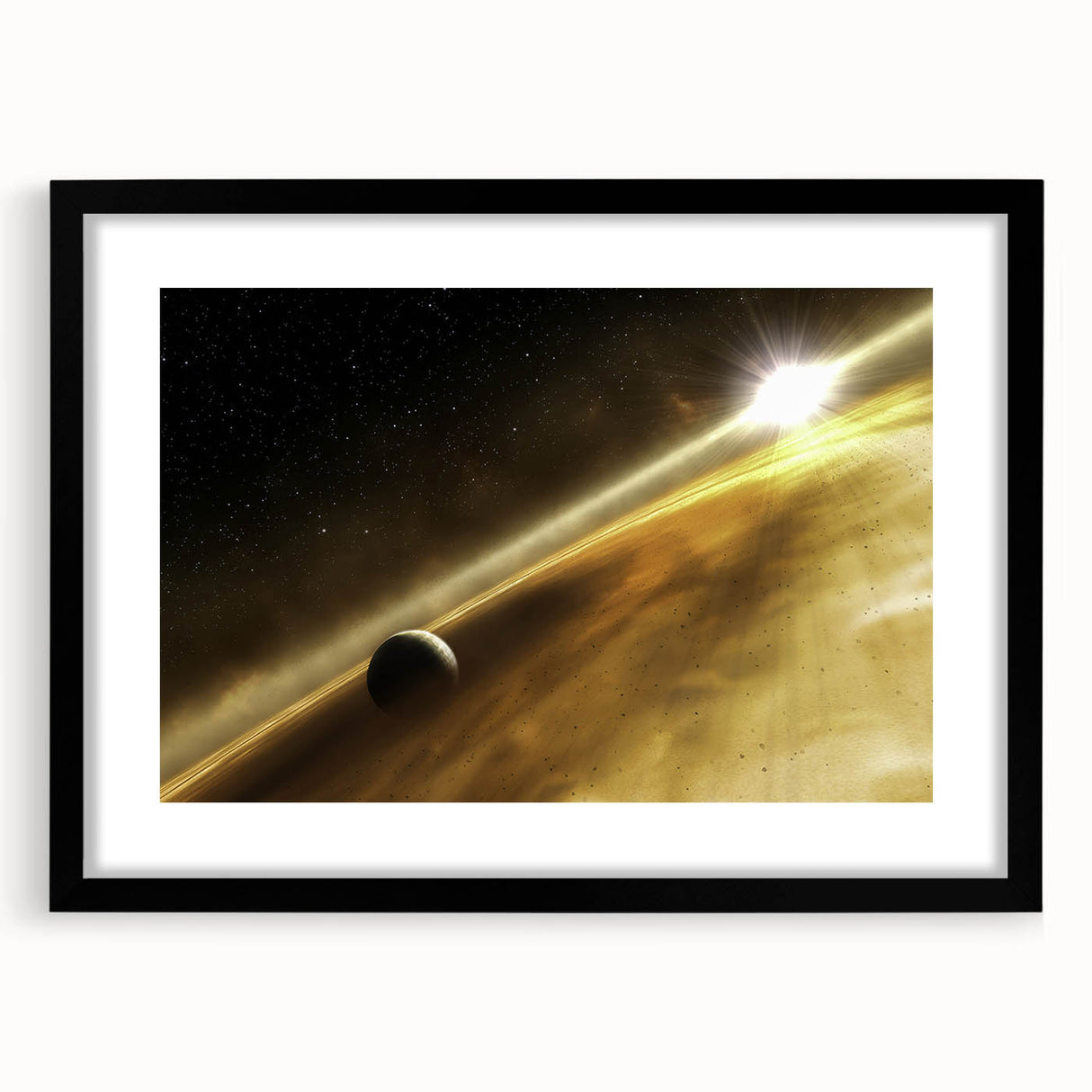 Golden Horizon Space Art - Cosmic Planetary Wall Decor for Homes