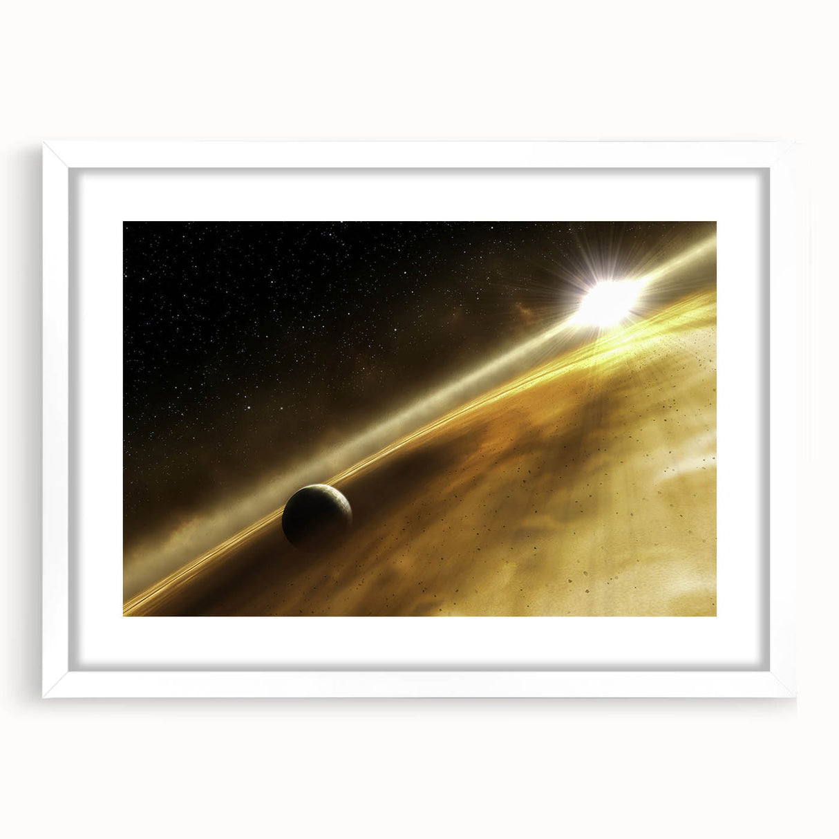 Golden Horizon Space Art - Cosmic Planetary Wall Decor for Homes