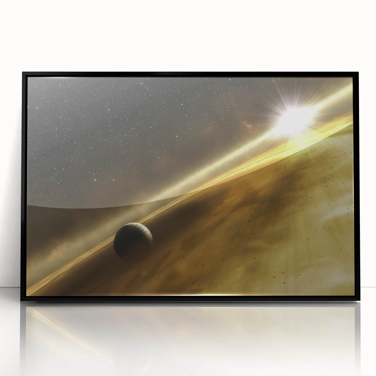 Golden Horizon Space Art - Cosmic Planetary Wall Decor for Homes