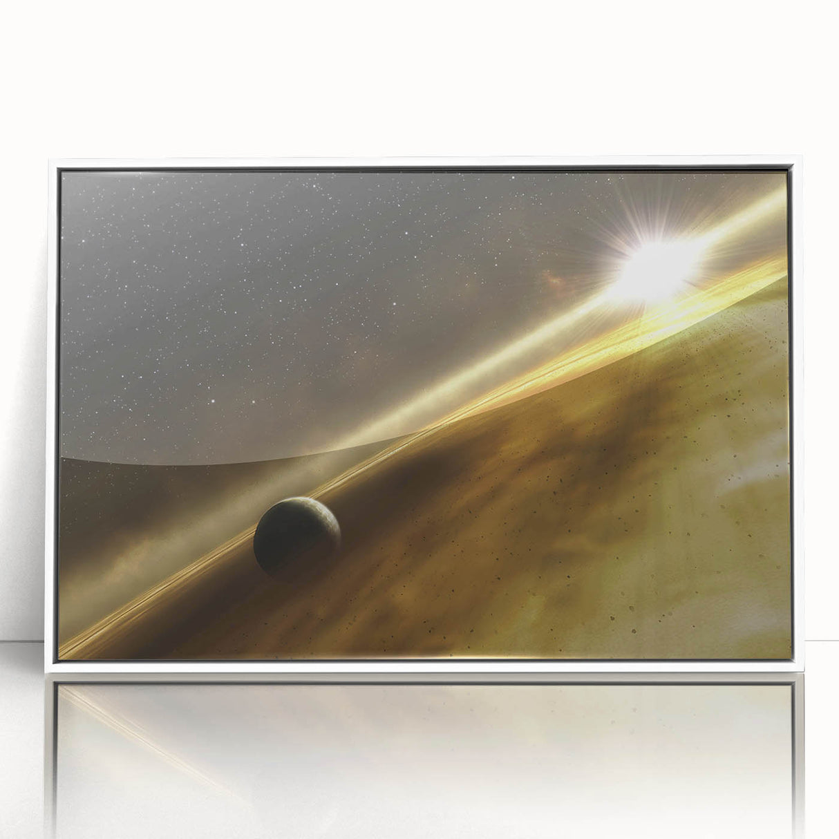 Golden Horizon Space Art - Cosmic Planetary Wall Decor for Homes