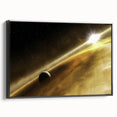 Golden Horizon Space Art - Cosmic Planetary Wall Decor for Homes