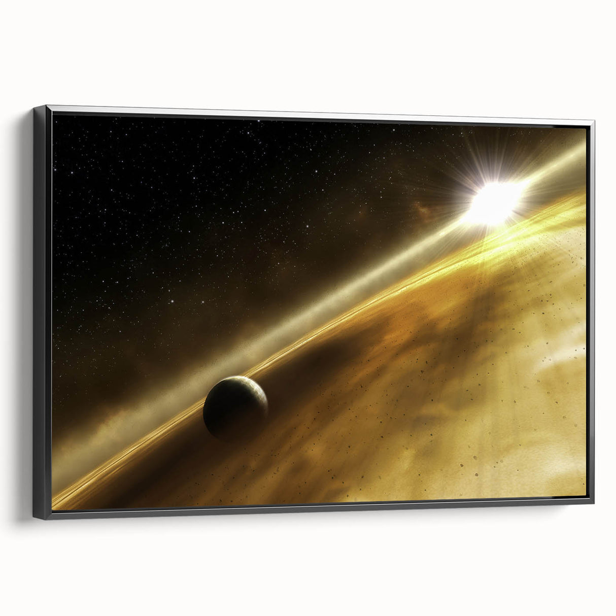 Golden Horizon Space Art - Cosmic Planetary Wall Decor for Homes
