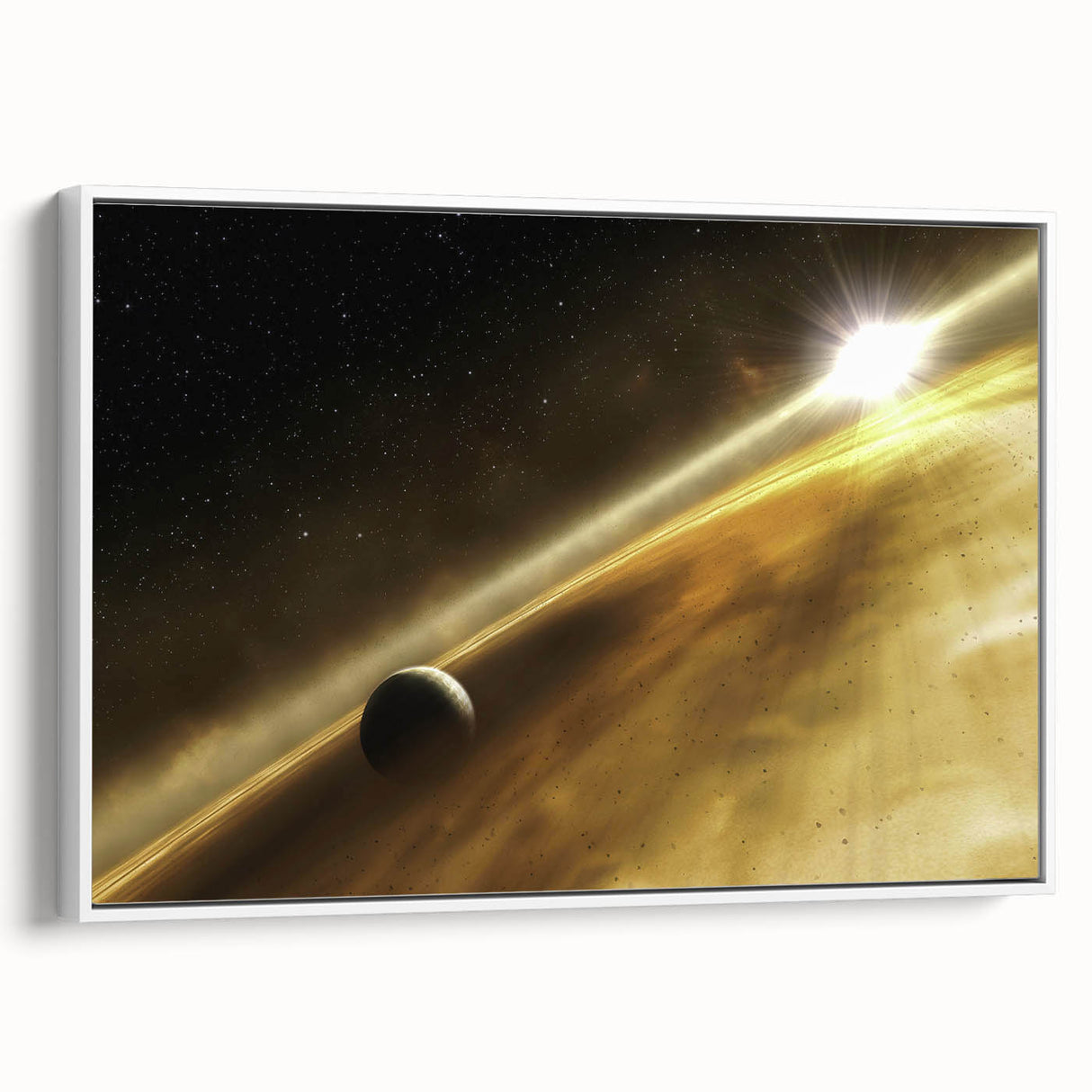 Golden Horizon Space Art - Cosmic Planetary Wall Decor for Homes