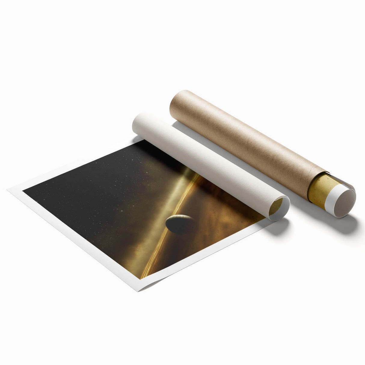 Golden Horizon Space Art - Cosmic Planetary Wall Decor for Homes