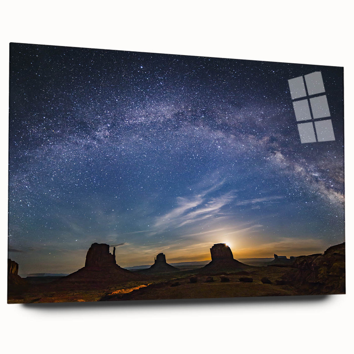 Milky Way Over Desert Monuments Art - Cosmic Night Sky Wall Decor