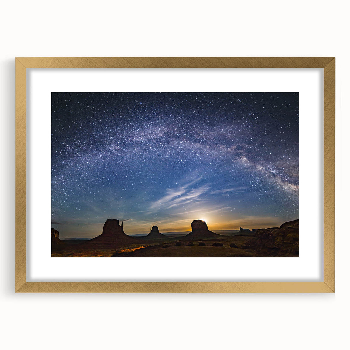 Milky Way Over Desert Monuments Art - Cosmic Night Sky Wall Decor