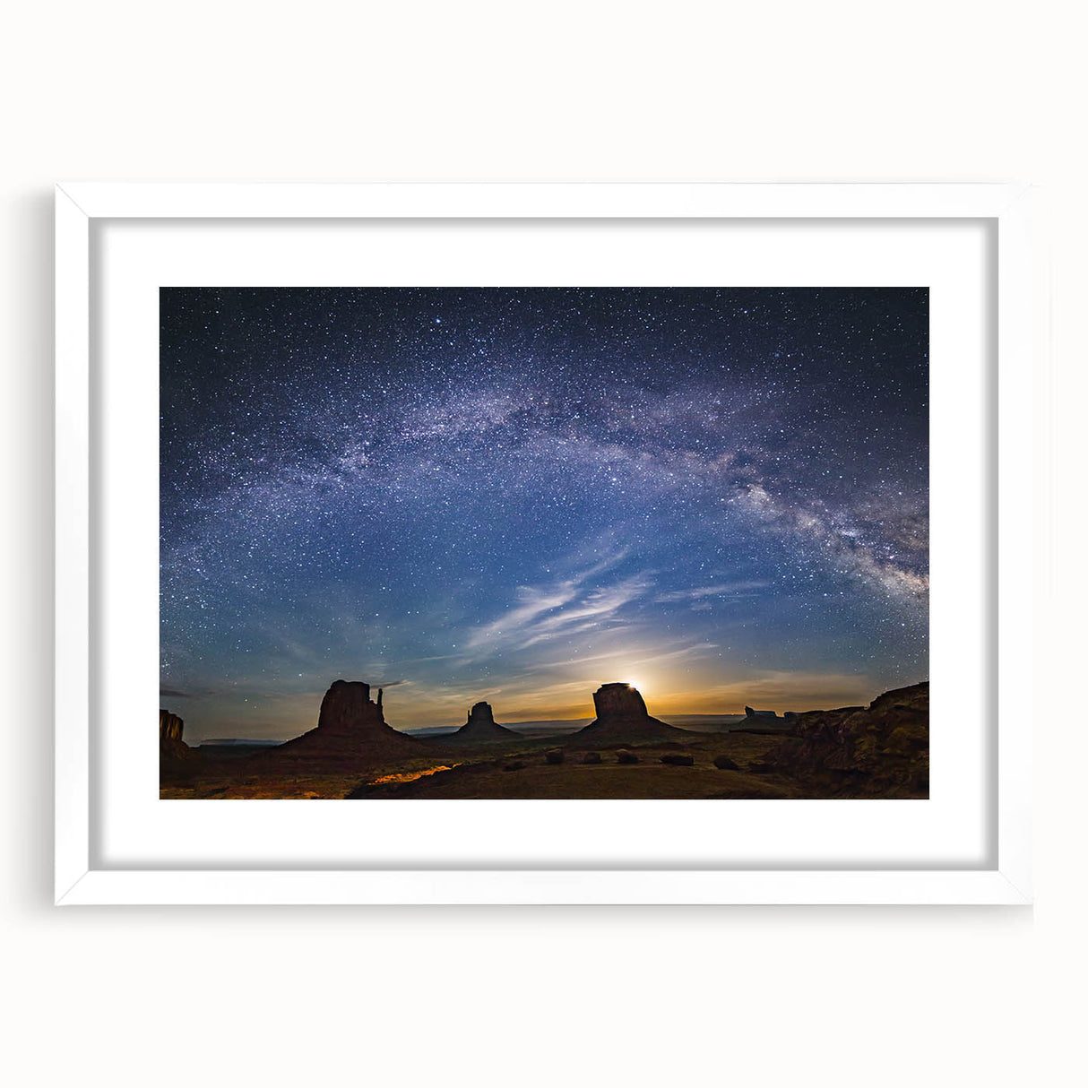Milky Way Over Desert Monuments Art - Cosmic Night Sky Wall Decor