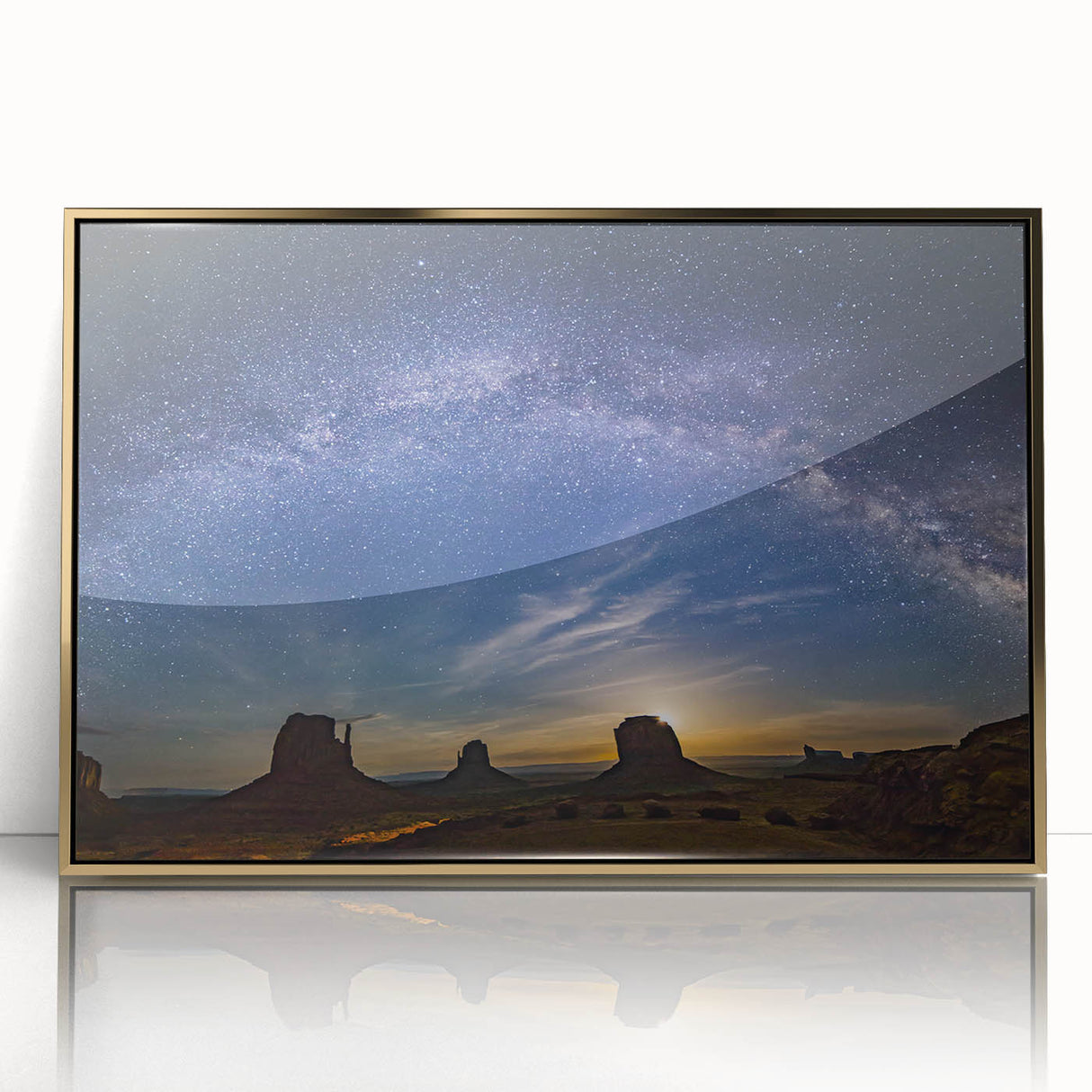 Milky Way Over Desert Monuments Art - Cosmic Night Sky Wall Decor