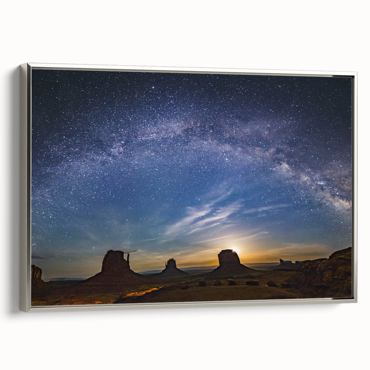 Milky Way Over Desert Monuments Art - Cosmic Night Sky Wall Decor