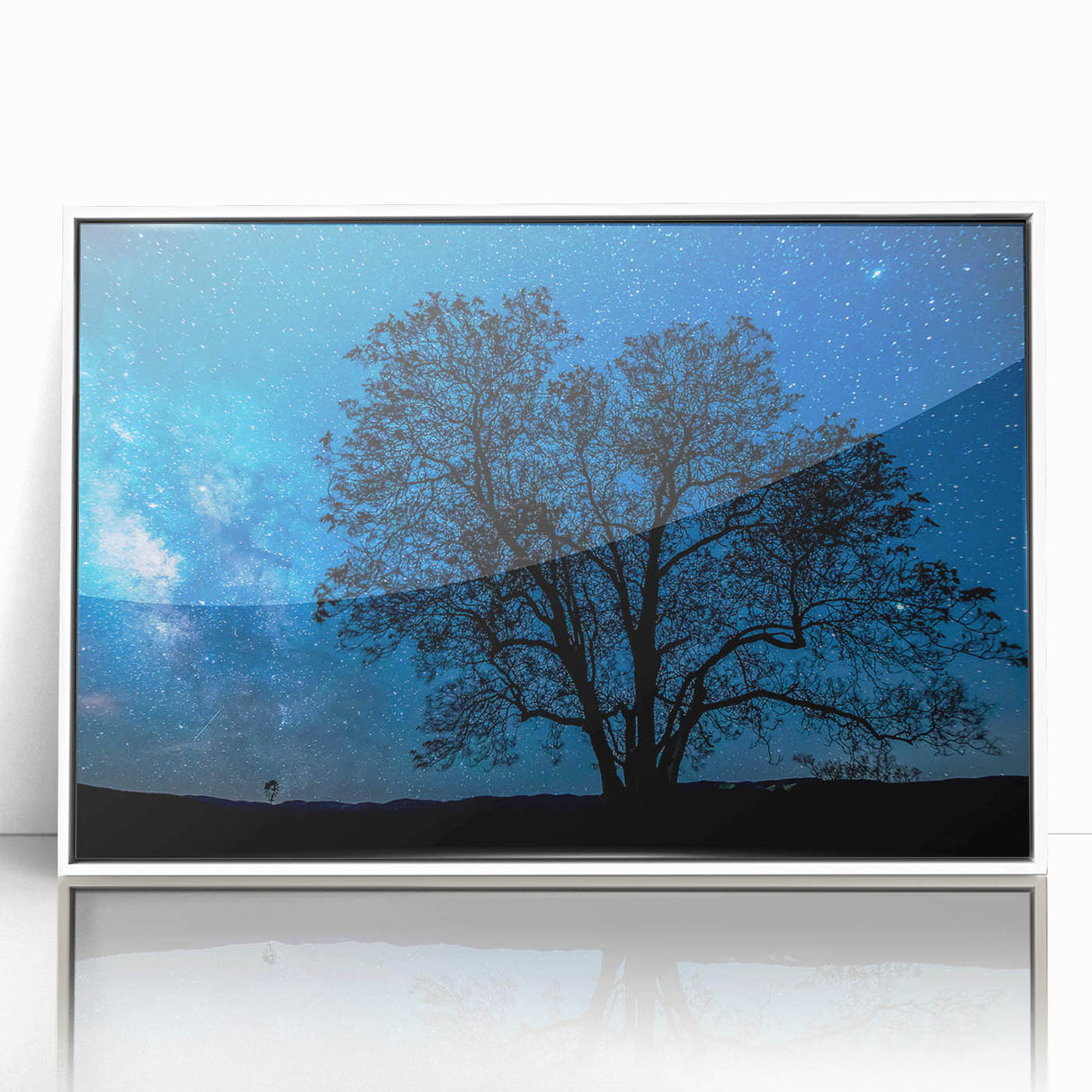 Starry Night Tree Silhouette Art - Cosmic Sky Wall Decor for Nature Lovers