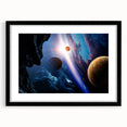 Planetary Sunrise and Moonscape Art - Cosmic Space Wall Decor