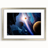 Planetary Sunrise and Moonscape Art - Cosmic Space Wall Decor