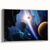 Planetary Sunrise and Moonscape Art - Cosmic Space Wall Decor
