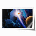 Planetary Sunrise and Moonscape Art - Cosmic Space Wall Decor