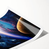 Planetary Sunrise and Moonscape Art - Cosmic Space Wall Decor