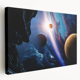 Planetary Sunrise and Moonscape Art - Cosmic Space Wall Decor