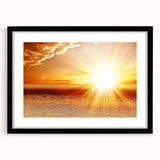 Golden Sunset Over Ocean – Stunning Sun Wall Art on Canvas or Acrylic