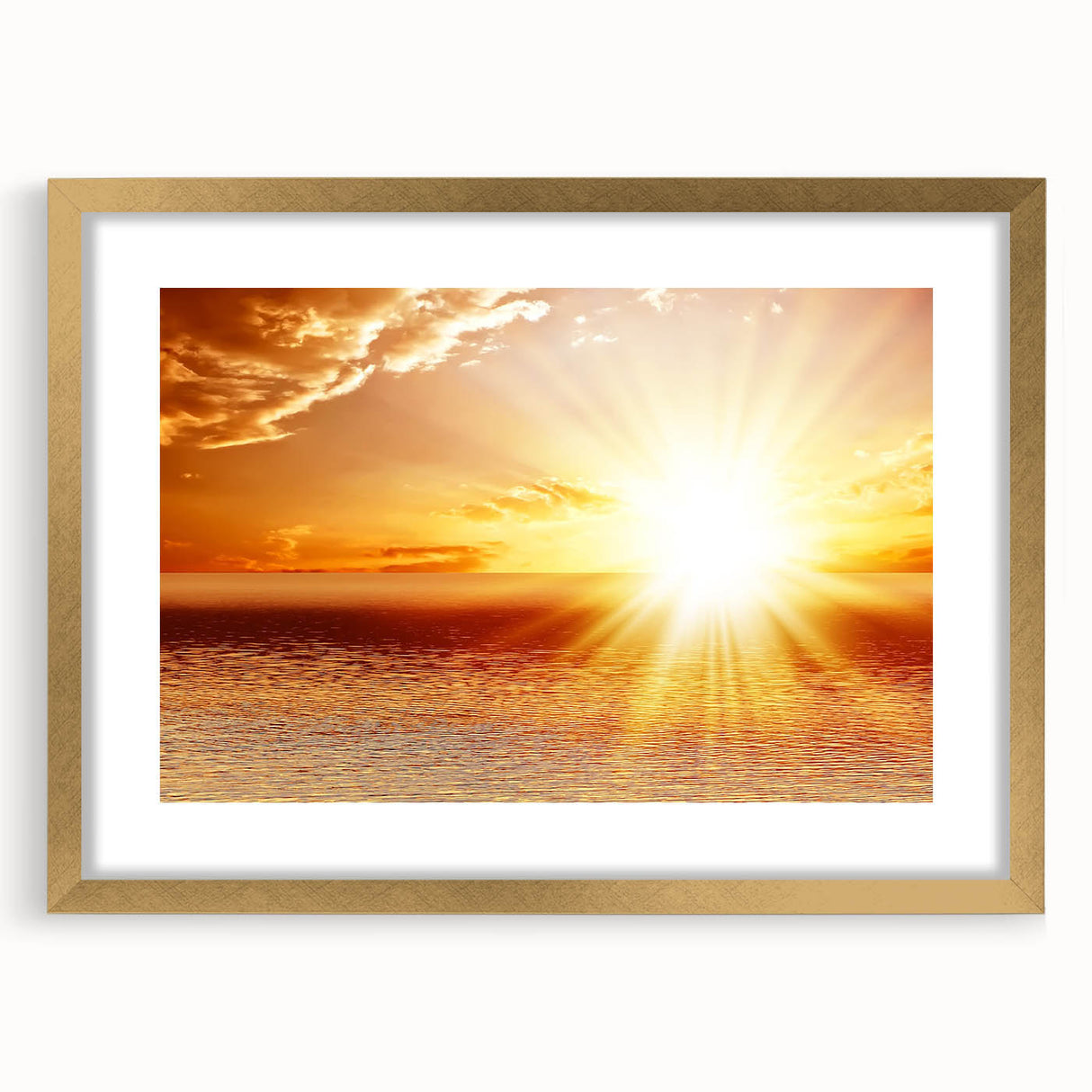 Golden Sunset Over Ocean – Stunning Sun Wall Art on Canvas or Acrylic