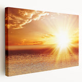 Golden Sunset Over Ocean – Stunning Sun Wall Art on Canvas or Acrylic
