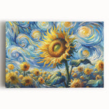 Swirling Sunflower Field – Dynamic Sun Wall Art on Canvas or Acrylic