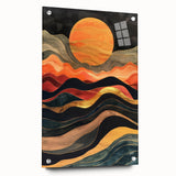 Modern Abstract Sun Art – Elegant Sun Wall Art with Earthy Tones