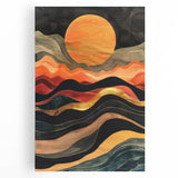 Modern Abstract Sun Art – Elegant Sun Wall Art with Earthy Tones