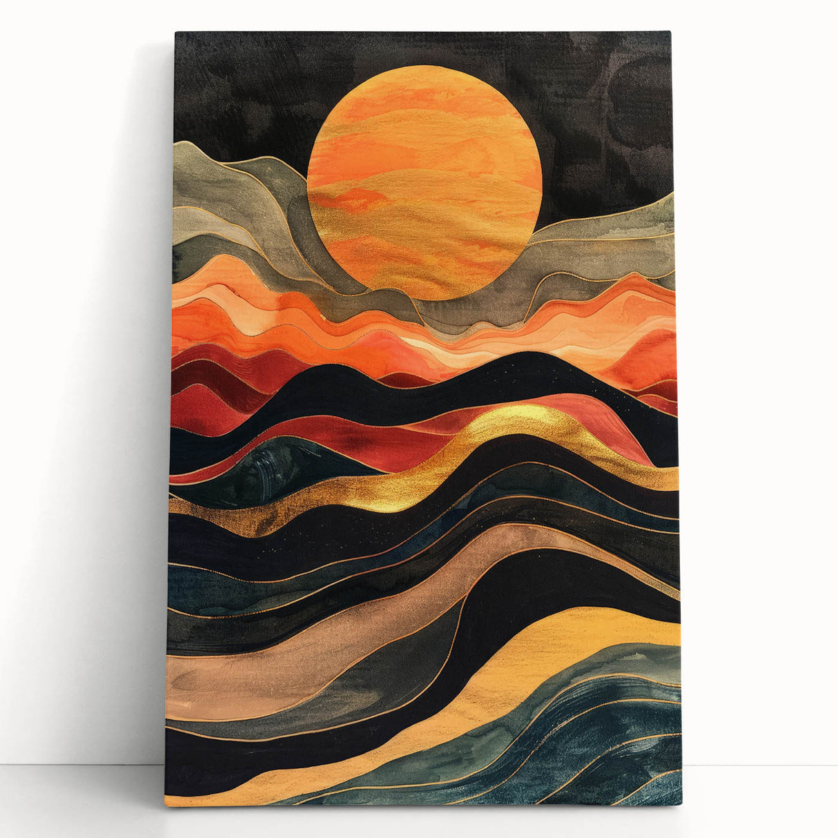 Modern Abstract Sun Art – Elegant Sun Wall Art with Earthy Tones