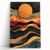 Modern Abstract Sun Art – Elegant Sun Wall Art with Earthy Tones