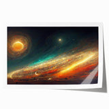 Cosmic Sun in Deep Space – Ethereal Sun Wall Art with Galaxy Elements