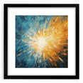 Radiant Sunburst Abstract – Dynamic Sun Wall Art with Blue and Gold
