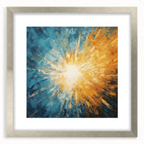 Radiant Sunburst Abstract – Dynamic Sun Wall Art with Blue and Gold