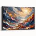 Abstract Sun and Landscape – Bold Sun Wall Art with Dynamic Waves
