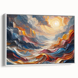 Abstract Sun and Landscape – Bold Sun Wall Art with Dynamic Waves