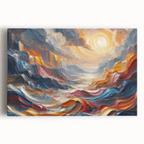 Abstract Sun and Landscape – Bold Sun Wall Art with Dynamic Waves