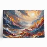 Abstract Sun and Landscape – Bold Sun Wall Art with Dynamic Waves